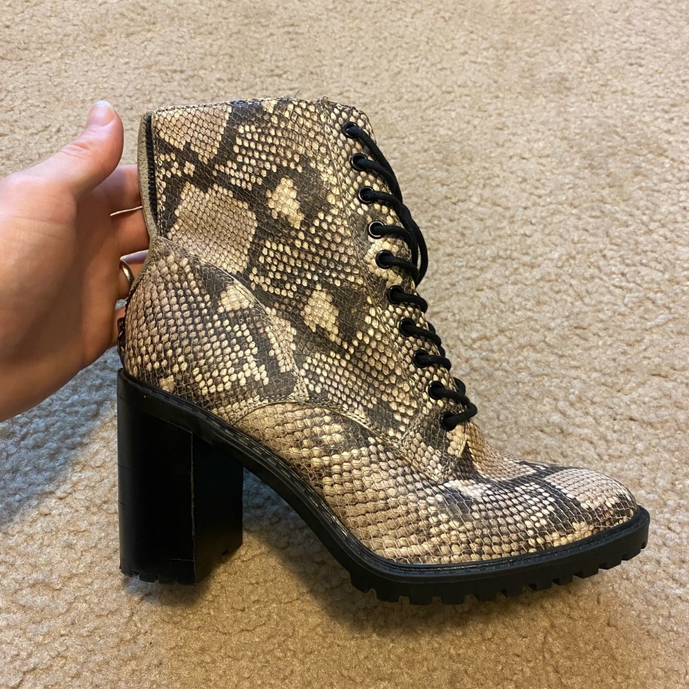 Stylish Snake Print Ankle Boots